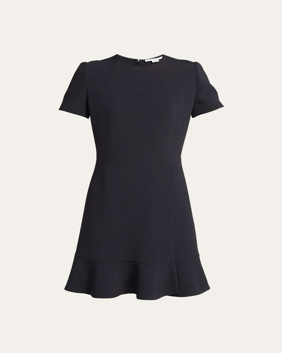 Ruffle-Hem Short-Sleeve Mini Dress